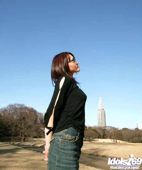 Superb japanese Tsukasa shows her butt in sexy underwear and loving dildo outdoor