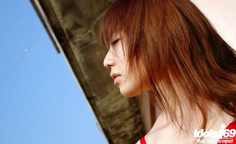 Excellent japanese cutie Chikaho Ito revealing her butt outdoor