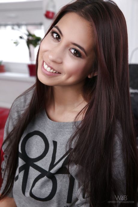 Peachy asian brunette cutie Paula Shy baring big knockers and stuffing her snatch with a toy