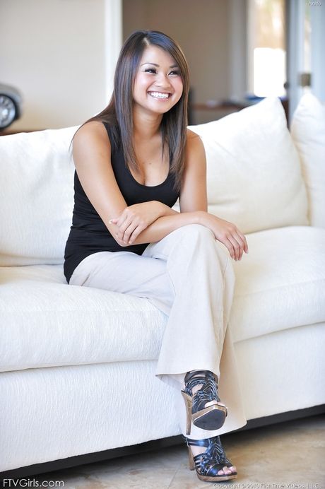 Hot thai dark hair teen Annie Lee reveals big tits and spreads her legs