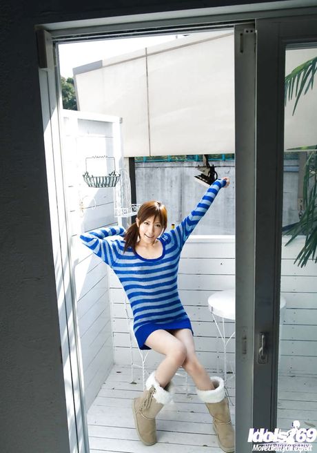 Slender japanese babe Rin Sakuragi in sexy undies shows small tits and hot ass