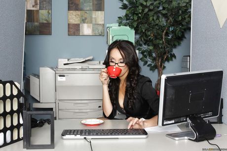 Glamorous american milf Katsuni in sexy stockings suck dick and fuck in office