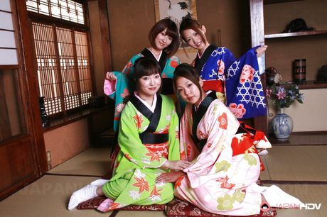 Amazing group sex with woman and her step daughters in japan house